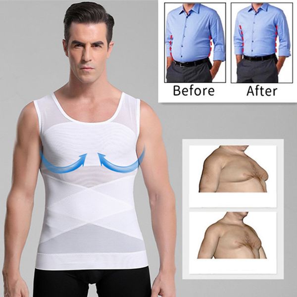 

men's body shapers chest compression vest men gynecomastia shaper sleeveless posture corrector slimming waist control tummy trimmer 22, Black;brown