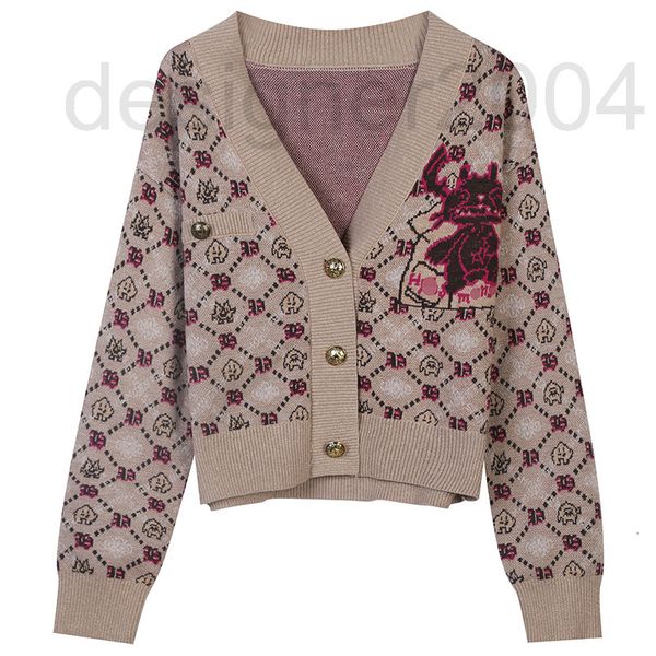 

women's sweaters designer autumn and winter 2021 new color contrast check jacquard cartoon embroidery celebrity xiaoxiangfeng slim fitt, White;black
