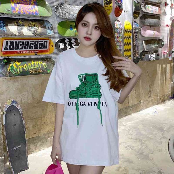 

designer t shirt bv's classic brand bottegaa shirt venetaa and new fashion br bv green pasted shoes pattern printed round neck loose sh, White;black