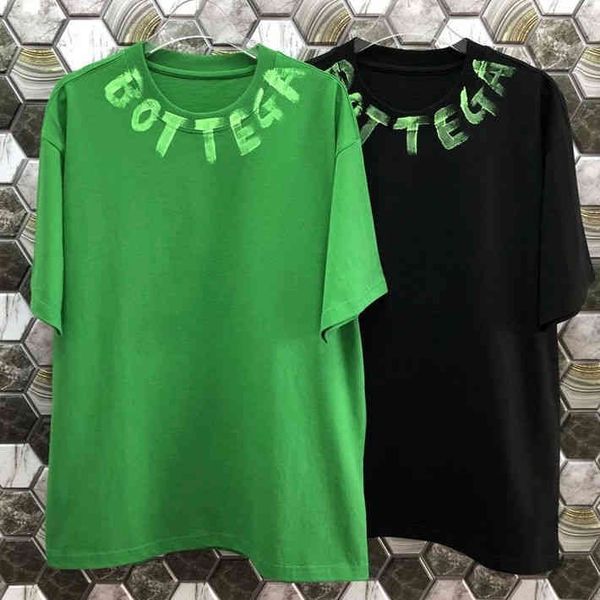 

designer t shirt botteg ven shirt 2022 tide brand european station bv hand-painted letters round neck short sleeved t-shirt ins net red yout, White;black