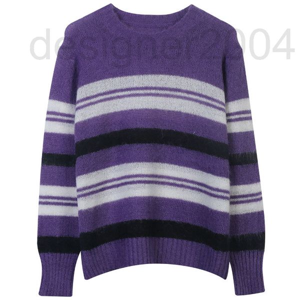 

women's sweaters designer fashion pullover sweater 2022 early autumn new color contrast stripe loose round neck long sleeve thin knit a, White;black