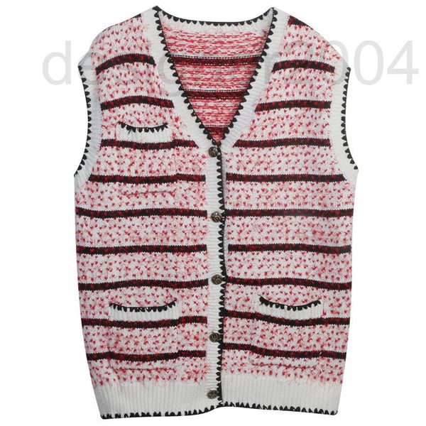 

women's sweaters designer fashion women's clothing autumn and winter 2022 new contrast stripe v-neck sleeveless medium long knitte, White;black