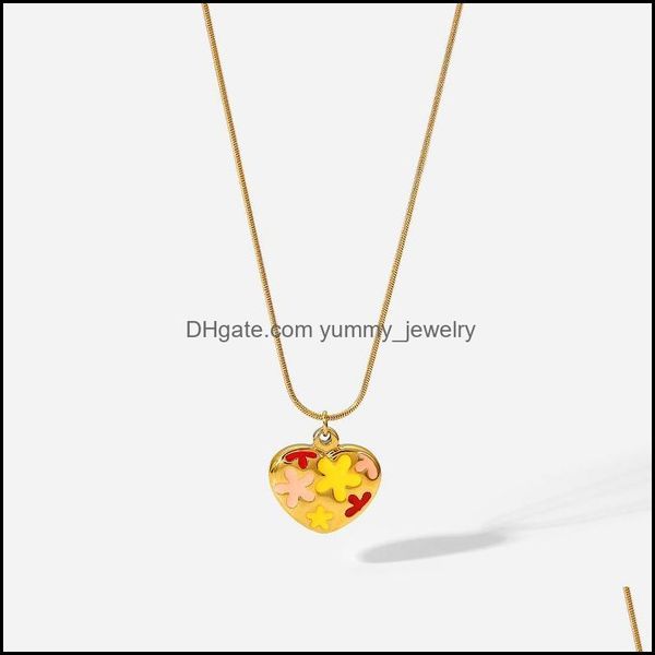 

pendant necklaces pendant necklaces 18k pvd gold plated flower heart choker stainless steel colorf enamel necklace for g yummyjewelry dhf7e, Silver