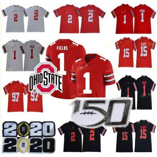 

american college football wear ncaa ohio state buckeyes jersey 1 justin fields 2 chase young 7 dwayne haskins jr 97 nick bosa 15 elliott osu, Black