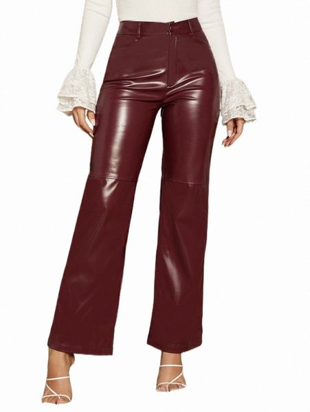 

women's pants & capris high waist pu leather flare leg pants d1hc#, Black;white
