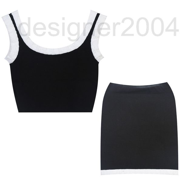 

women's blouses & shirts designer french spring new 2022 black and white color matching suspender with ear edge design hip wrap skirt t