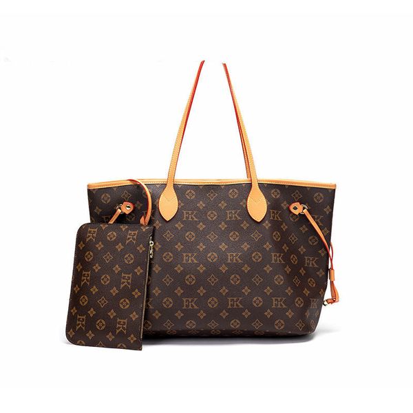 

6 colors lattice 2pcs set shopping bags women pu leather handbag ladies designer lady clutch purse retro shoulderbags delivery