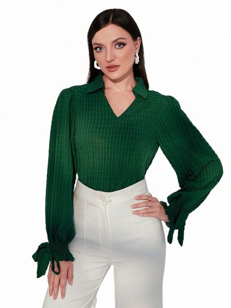 

women's blouses & shirts knot cuff flounce sleeve blouse 73ix#, White