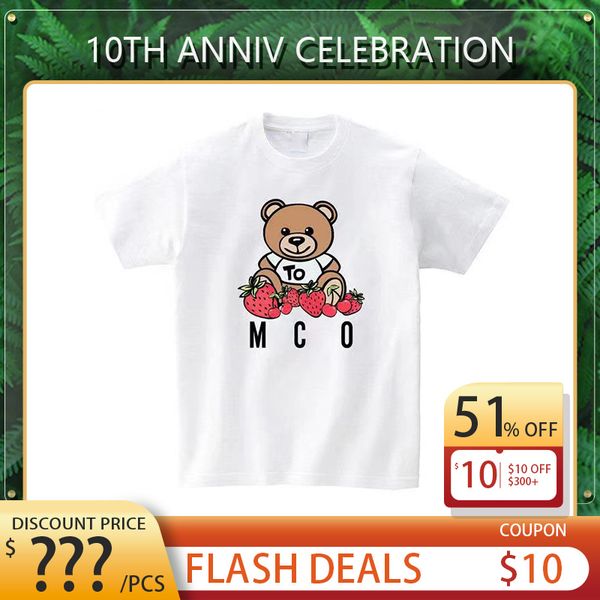 

fashion designer mens t shirts bear print short sleeve m-5xl, White;black
