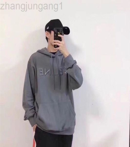 

22sss fashion designer new hoodie celins steel seal terry hooded 3d convex letters pure cotton men's and women, Black