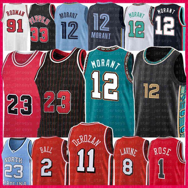 

12 ja morant 23 lonzo ball basketball jersey zach lavine demar derozan scottie pippen dennis rodman derrick rose 2 11 8 33 91 1 retro mesh