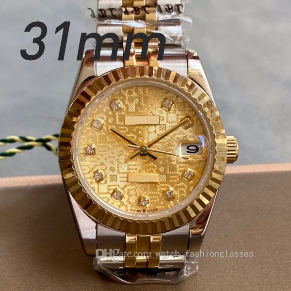 

designer womens watch for men lady 31mm watches luxury watchs automatic movement ladies wristwatches fashion women diamond wristwatch montre, Slivery;golden