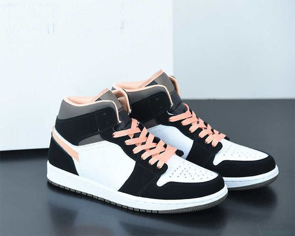 

boots jumpman 1 mid shoes 1s white apricot agate balck men women trainers sneakers sports ship with box, Black