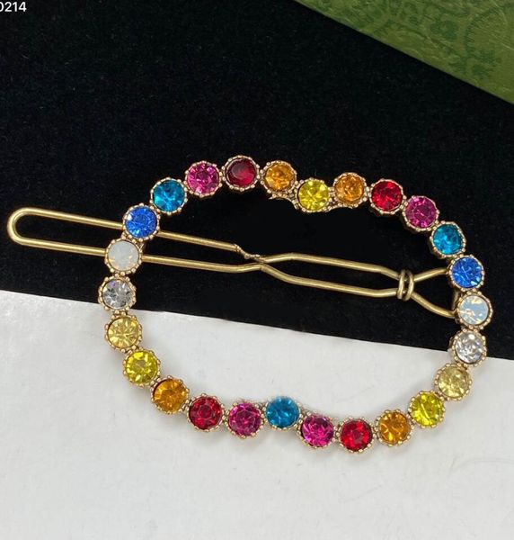 

shiny diamond letter barrettes edge clips luxury designer crystal rhinestone hair clip fashion women jewelry accessories with box, Golden;silver