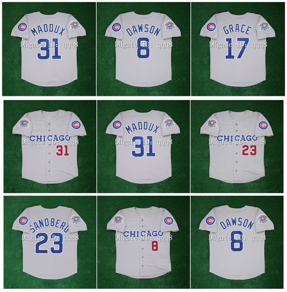 

baseball jerseybaseball jerseysvintage baseball jerseys greg 31 maddux 23 ryne sandberg 8 andre dawson 17 mark grace 1990 all star patch gre, Black