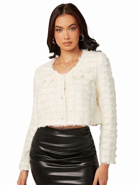 

women's down & parkas frayed button detail tweed overcoat q6wn#, Black