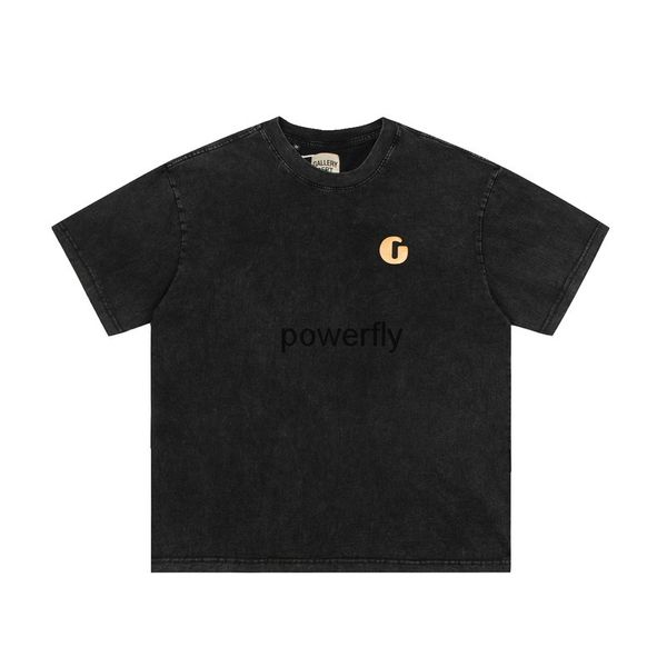 

men's plus tees polos 2022 high street washed gradient letter printing short-sleeved loose t-shirt, Black;brown
