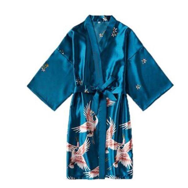 

women's robe fashion satin female bathrobe peignoir femme silk kimono bride dressing gown sleepwear night grow for women 220830