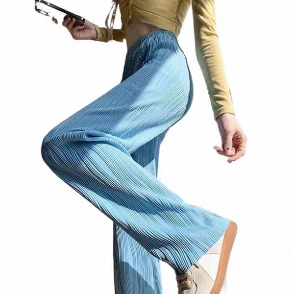 

women's pants & capris women's pants & capris feiernan black wide leg bottoms women summer elegant pleated palazzo stripe full len, Black;white