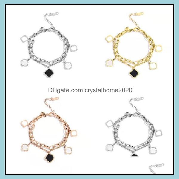 

charm bracelets designer clover bracelet 316 l titanium steel gold lucky love bracelets glory riches fashion design w crystalhome2020 dhkce, Golden;silver