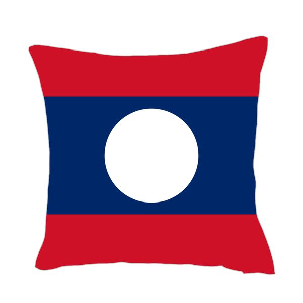 

laos flag throwpillow cover factory supply good price polyester satin pillow cover