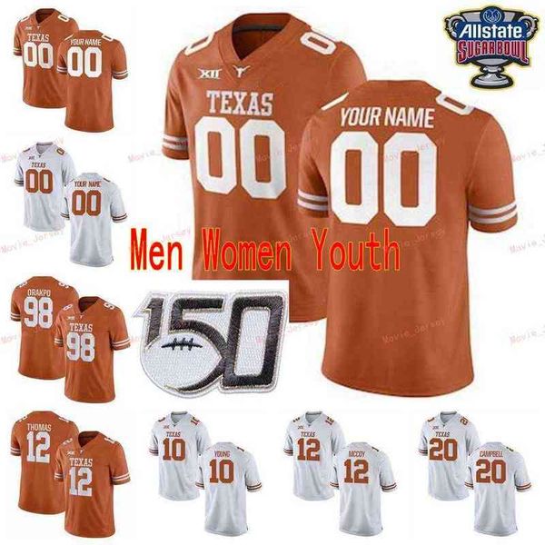 

american college football wear stitched custom 24 derrian brown 25 b.j. foster 26 keaontay ingram 3 hicks texas longhorns college men women, Black