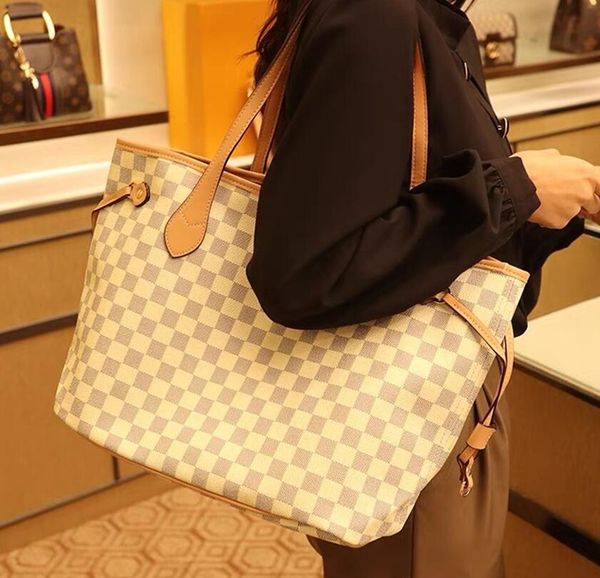 

6 colors lattice 2pcs set shopping bags tote quality women pu leather handbag ladies designer lady clutch purse retro shoulder spell bag