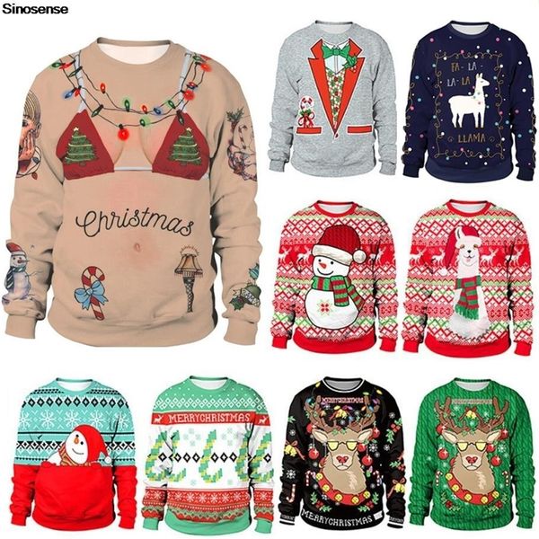 

men's sweaters men women ugly christmas sweater funny holiday party pullover crew neck sweatshirt couple xmas jumper 220830, White;black