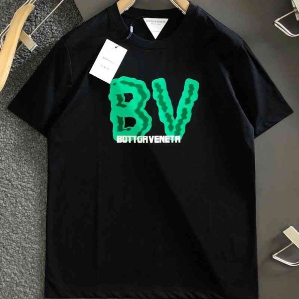 

fshion t shirt bv's designer shirts bottega ven high end goods 22s tide brand bv green graffiti flocked letters short sleeve fashion si, White;black
