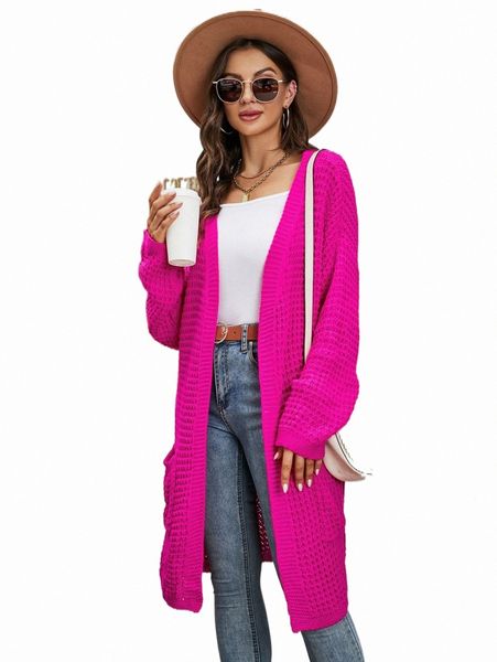 

women's sweaters double pocket drop shoulder duster cardigan b3co#, White;black