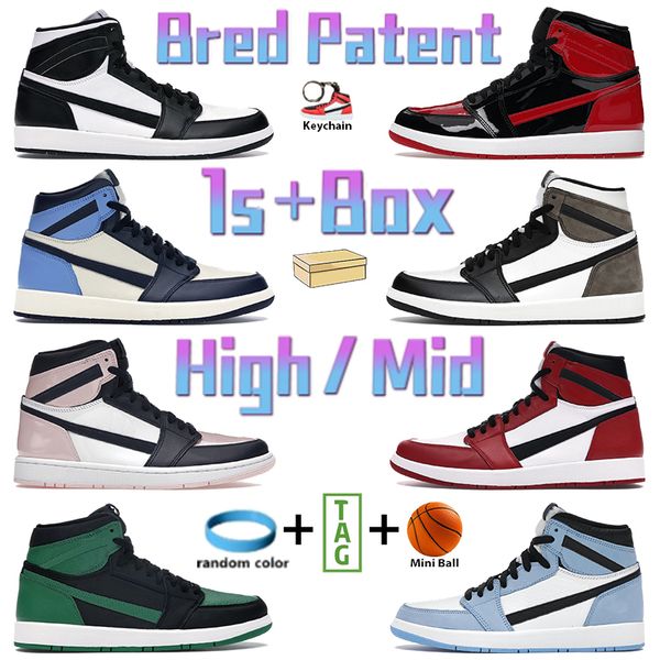 

classic 1 basketball shoes high 1s men sneakers bred patent university blue mid light smoke grey chicago black white seafoam designer women