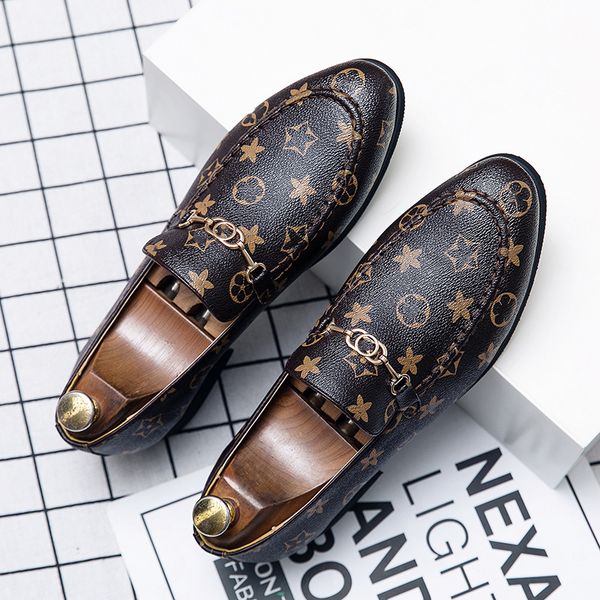 

Loafers Men Shoes Printed PU Metal Buckle Slip-On Fashion Casual Wedding Party Everyday Versatile AD024, Clear