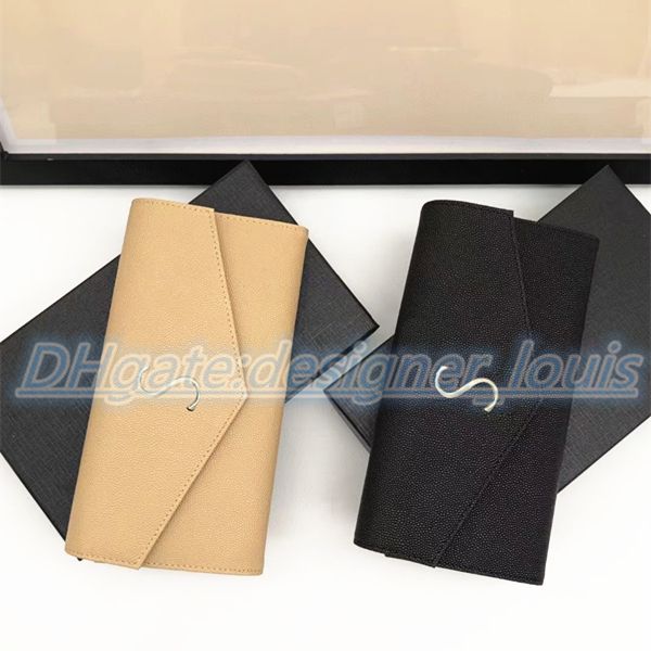 

luxury designer pochette mens womens card holders leather caviar long wallet with box key pouch cardholder envelope wallets multifunctional, Brown;gray