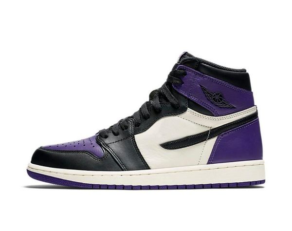 

jumpman 1 high og court purple basketball shoes 1s sneakers 555088 501, Black