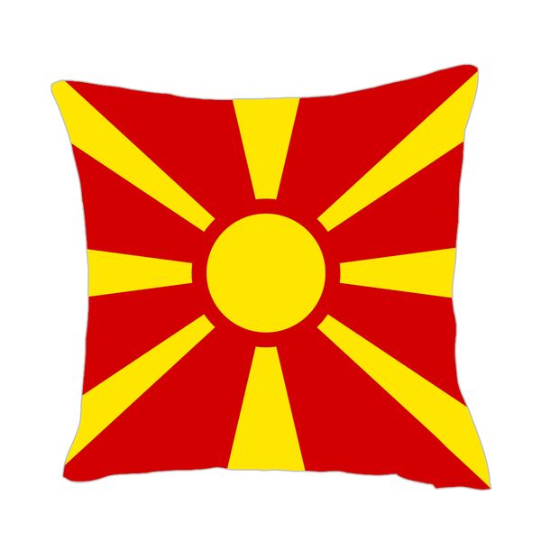 

macedonia flag throwpillow cover factory supply good price polyester satin pillow cover