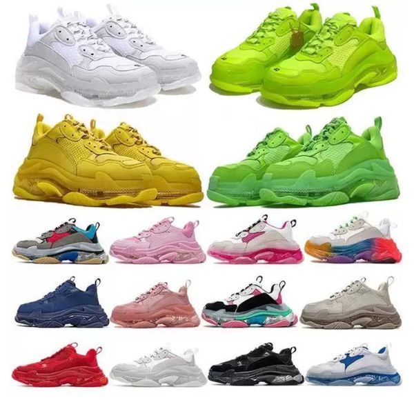 

triple s men women designer casual shoes sports platform sneakers black white dark grey pink split multi taupe trainers jogging walking