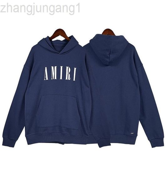 

22sss fashion designer amirs hoodie high street letter basic print hiphop men's and women's pullover blue, Black