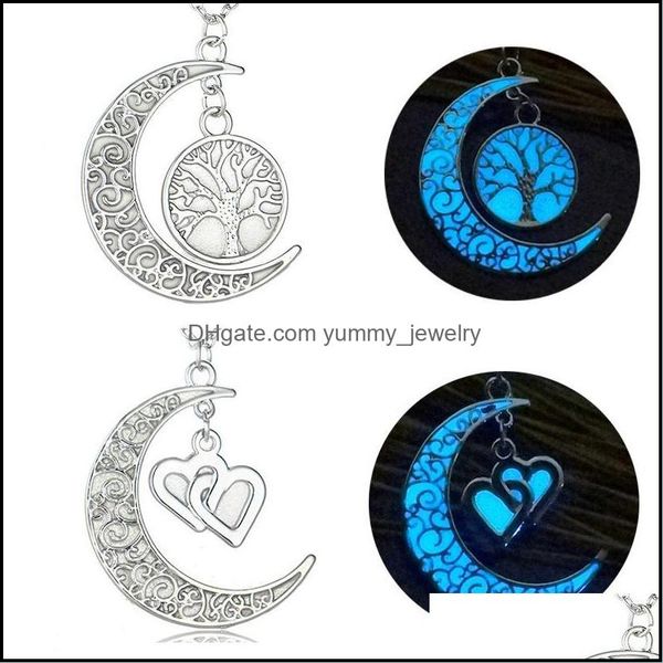 

pendant necklaces pendant necklaces luminous necklace for women men moon tree of life heart mom letter glow in the dark yummyjewelry dhe1t, Silver