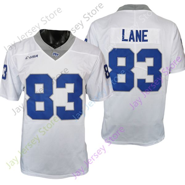 

jersey 2021 new ncaa middle tennessee state jerseys 83 jaylin lane college football jersey white blue black size youth adult