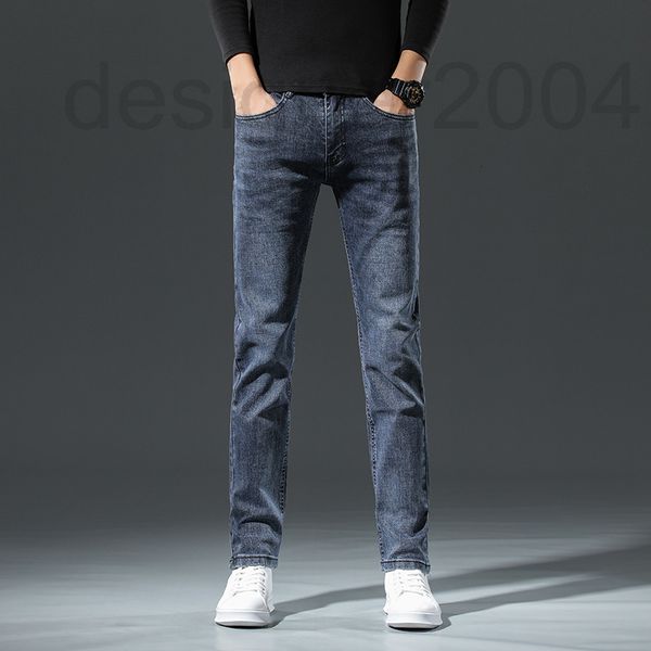 

men's jeans designer summer korean style fashion elastic slim fit feet youth brand long pants wkhh, Blue