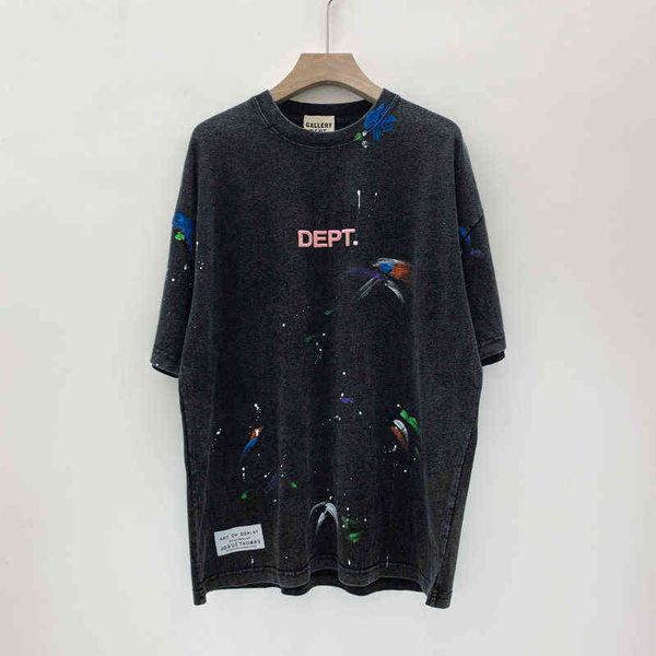 

star designer galleryes men shirs deps loose shir oversize and women shirs hip hop fashion shir rero coon pained shir 091v, White;black
