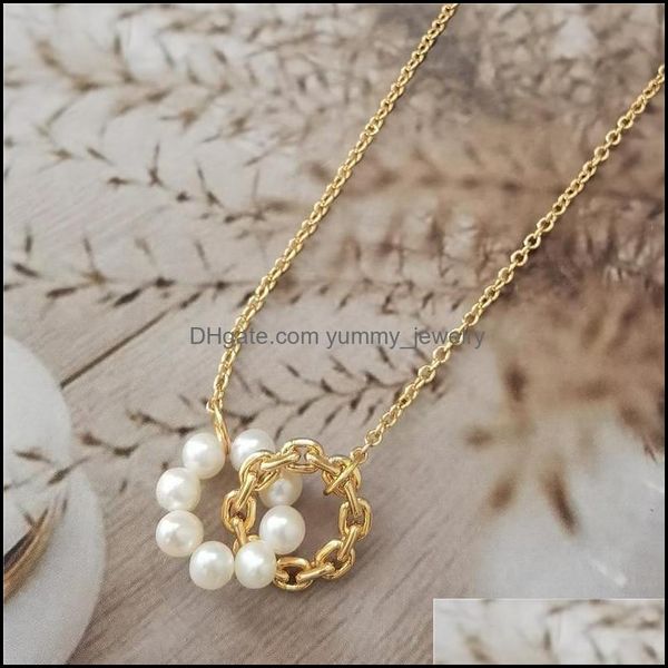 

pendant necklaces pendant necklaces fashion geometric metal circle hollow out freshwater pearl double necklace drop deli yummyjewelry dhbku, Silver