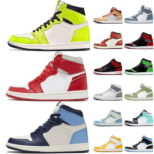 

shoe 1s denim patent bred jumpman 1 og high basketball shoes newstalgia chenille university blue cactus jack chicago reimagined women mens t, Black