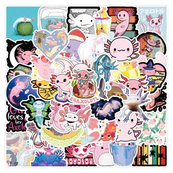 

50pcs funny cute animal axolotl sticker graffiti kids toy skateboard car motorcycle bicycle sticker decals