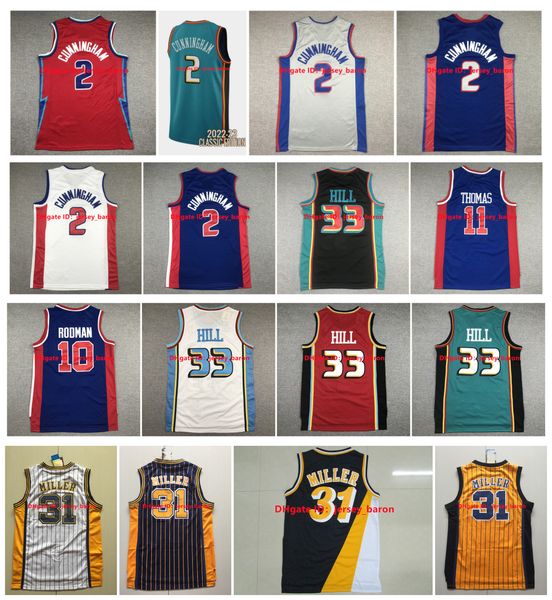 

2022-23 classic edition 2 cade cunningham basketball jersey piston 33 grant hill isiah 11 thomas dennis 10 rodman reggie 31 miller red blue, Black;red