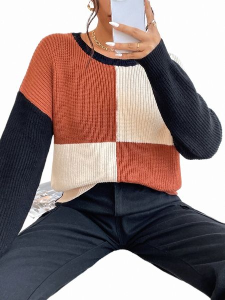 

women's sweaters color block drop shoulder sweater c6r0#, White;black