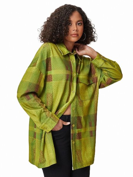 

women's blouses & shirts x nympheria plaid print drop shoulder shirt r7hc#, White