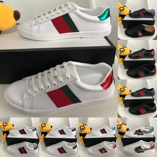 

2022 designer bee mens running shoes fashion tiger dragon women leather sneakers trainers outdoor casual luxury shoe chaussures size 36-45 w
