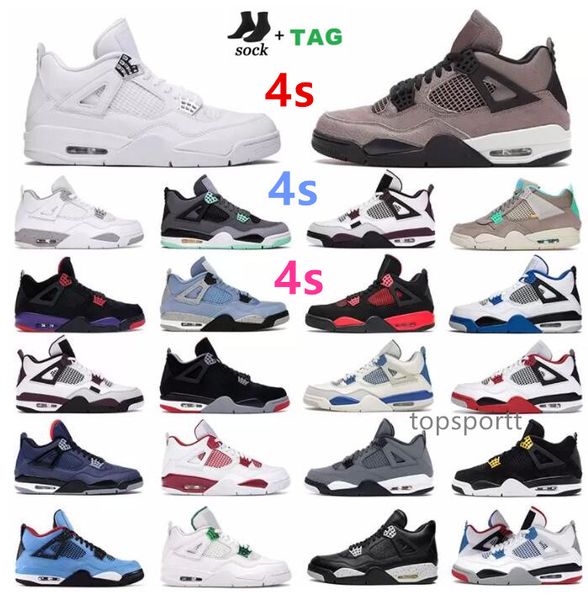 

jumpman 4 4s basketball shoes university blue tech white sail white cement pure money red thunder pony hair guava ice sneakers women trainer