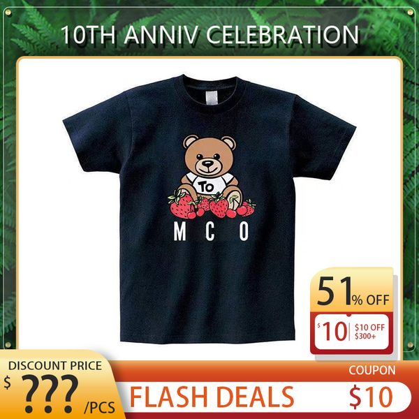 

fashion designer mens t shirts bear print short sleeve, White;black